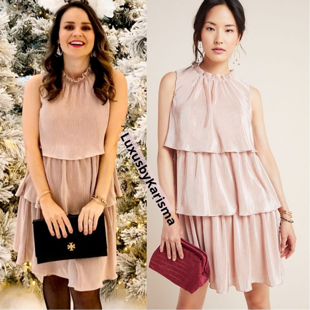 NWT Anthropologie Estelle Blush Tiered Tunic Dress. Size L - Picture 7 of 11
